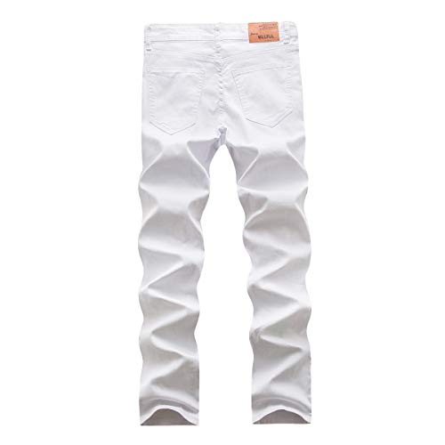 WULFUL Men's Slim Fit Skinny Stretch Comfy Jeans Denim Pants White - Image 2