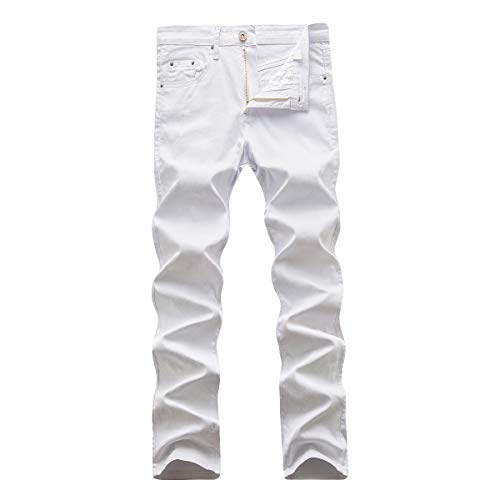 WULFUL Men's Slim Fit Skinny Stretch Comfy Jeans Denim Pants White - Image 1
