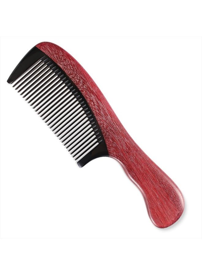 OneDor 100% Handmade Natural Violet Sandalwood With Buffalo Horn Hair Combs - Anti-Static Sandalwood Scent Natural Hair Detangler Wooden Combs (Fine Tooth) - Image 1