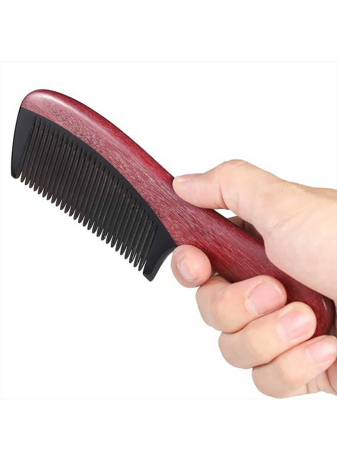 OneDor 100% Handmade Natural Violet Sandalwood With Buffalo Horn Hair Combs - Anti-Static Sandalwood Scent Natural Hair Detangler Wooden Combs (Fine Tooth) - Image 4