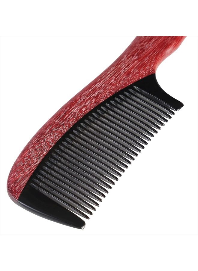 OneDor 100% Handmade Natural Violet Sandalwood With Buffalo Horn Hair Combs - Anti-Static Sandalwood Scent Natural Hair Detangler Wooden Combs (Fine Tooth) - Image 2