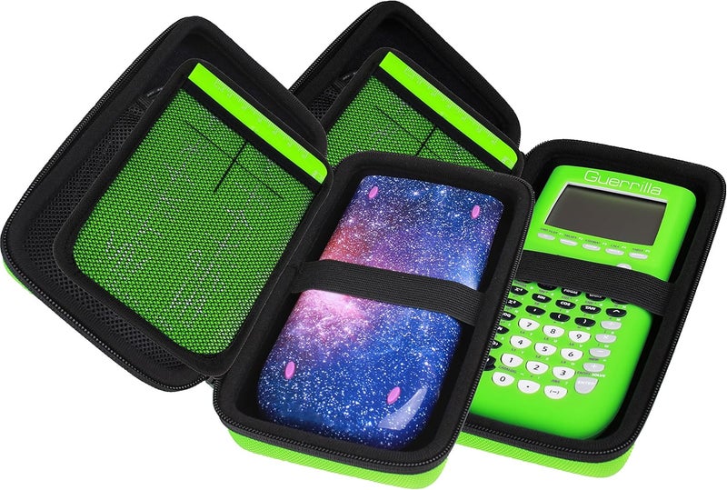 جريلا حقيبة السفر الصلبة من لآلات حاسبة TI-83 Plus، TI-84 Plus، TI-84 Plus Color Edition، TI-89 Titanium، TI-Nspire CX & CX CAS، HP50G + مجموعة ملحقات الآلة الحاسبة الأساسية من ، أخضر - Image 4