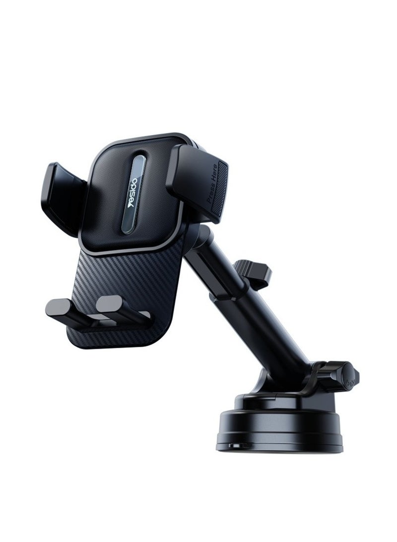Yesido C174 Suction Cup Type Telescopic Car Phone Holder (Black) - Image 1