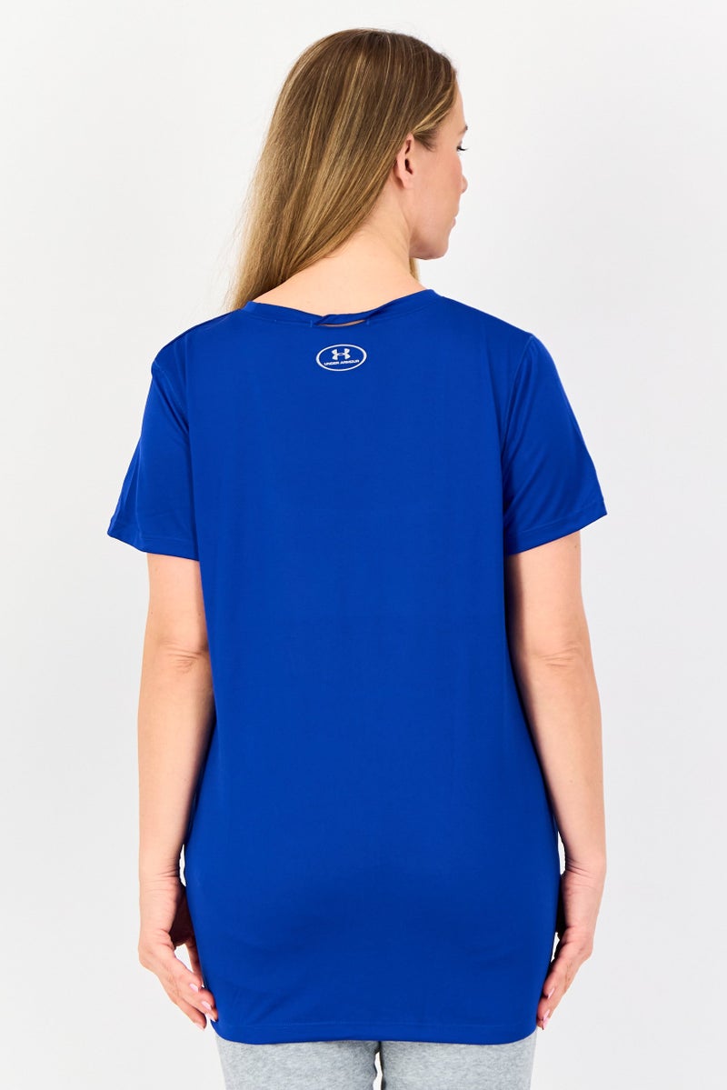 UNDER ARMOUR Women Loose Fit Short Sleeves Training T-Shirt, Dark Blue - Image 3