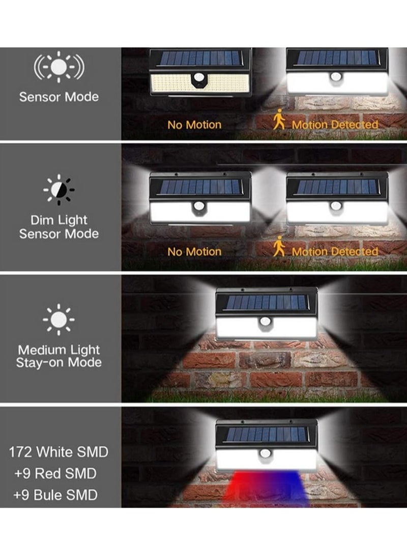 Solar Lights with 270° Wide Angle, Solar Motion Sensor Outdoor Security Lights 4 White Lighting Modes, IP65 Waterproof 190 LED Wall Light 2 Pack for Garden, Yard, Front Door, Garage - Image 2