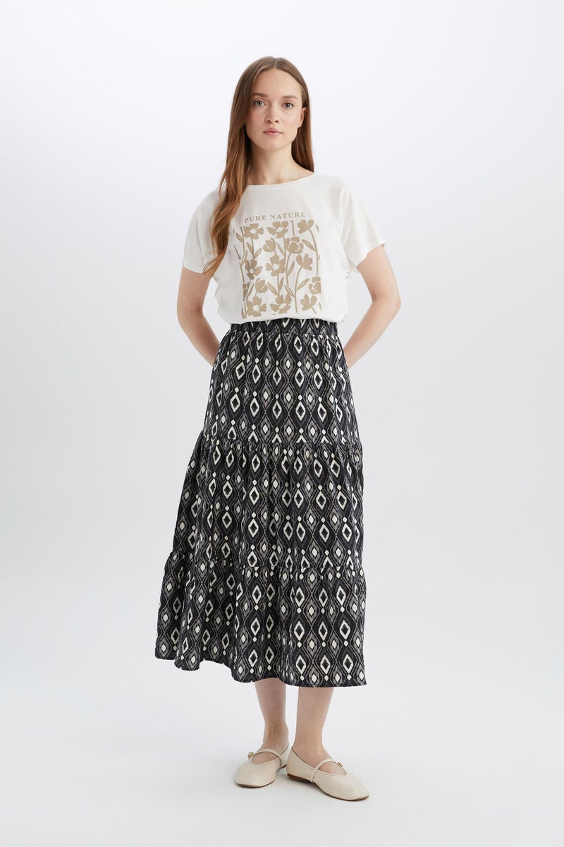 DeFacto Black Woman Patterned Aerobin Midi Skirt Casual - Image 2