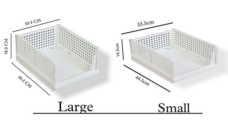 VERAT 2 Peices Clothes Organizer For Wardrobe Cupboard Organizer For Clothes Foldable And Stackable Closet Organizer Drawer Organizer For Clothes (Pack Of 2 White Small) - Image 2