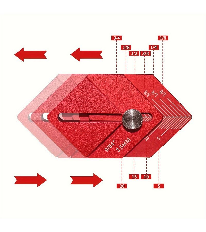 3 16 Inch And 9 64 Inch Offset Thickness Plate Woodworking Marking Tools Red Aluminum Finishes High Precision Adjustable Distance Measuring Tools - Image 1