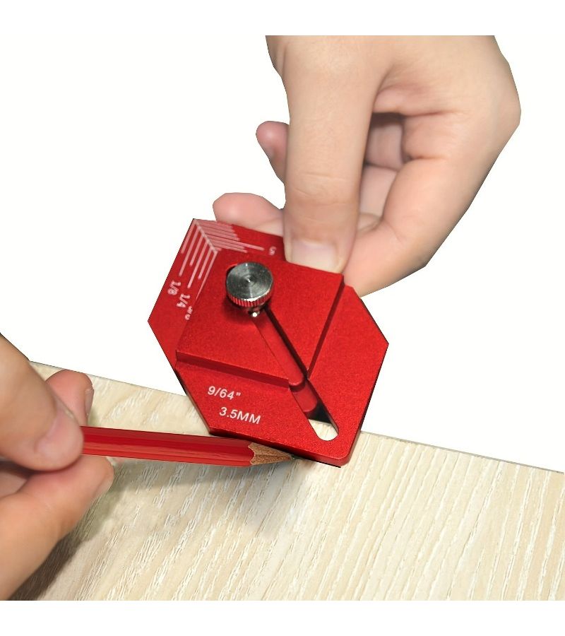3 16 Inch And 9 64 Inch Offset Thickness Plate Woodworking Marking Tools Red Aluminum Finishes High Precision Adjustable Distance Measuring Tools - Image 2