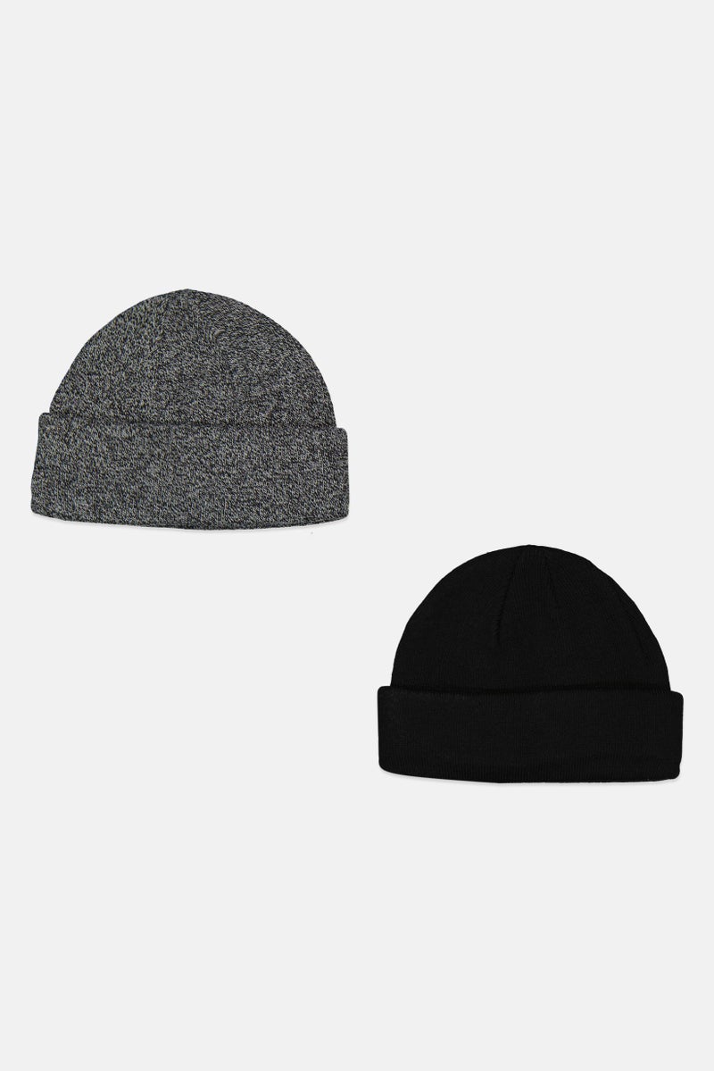 Asos Design Women 2 Pcs Mini Fisherman Ribbed Beanie, Black - Image 2