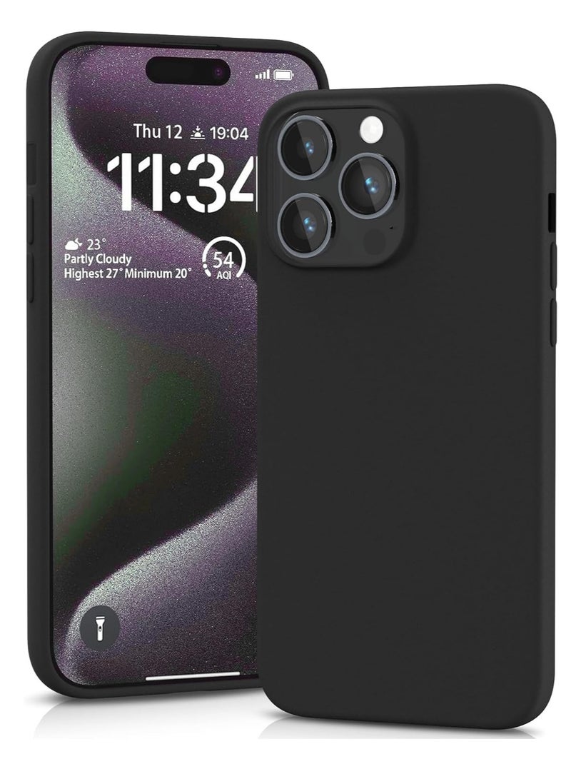 ELTRAZONE Silicone Case for iPhone 15 Pro Max, Soft-Touch, Shockproof, DustProof, Antiskid Full Body Armour Phone Cover for Apple iPhone 15 Pro Max - Black - Image 1