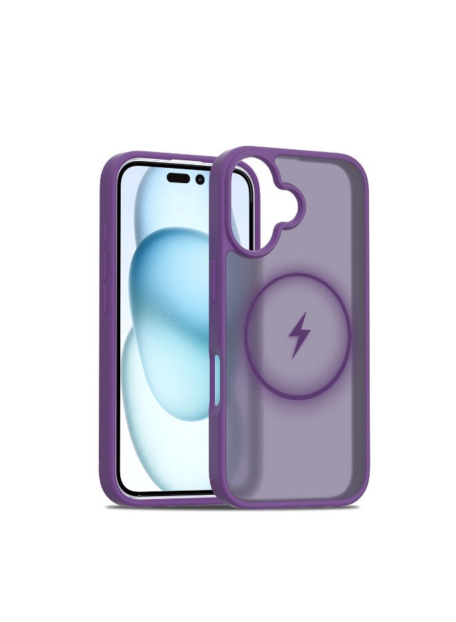 NIBEMINENT Silicone Magnetic Absorption Simple Protection Case With Magsafe For iPhone 16 Pro Max, Purple