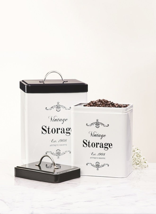 Amici Home Antique Shoppe Metal Canister | Dry Food Storage Container | Push Top Lid | 208 Ounce Capacity | Vintage Square Canister for Kitchen Countertop - Image 2