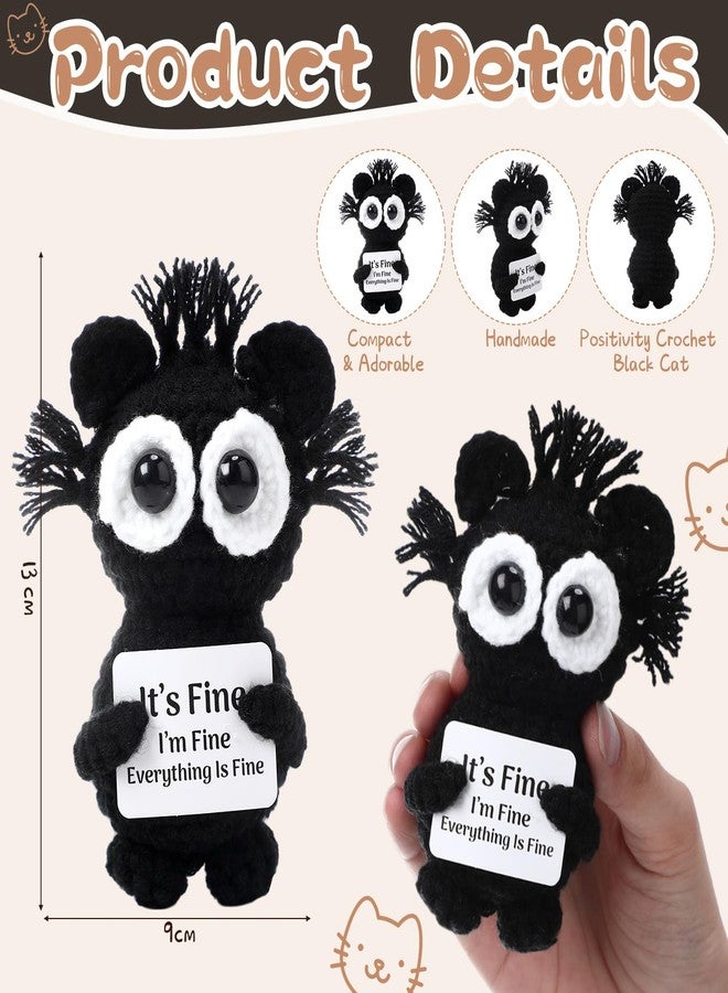 Arrowbash Funny Positive Knitted Crochet Cat Inspirational Doll with Inspiration Card Emotional Gift Uplifting Yarn Animal for Friends Coworkers Employee Birthday Holiday Party Favors - Image 2