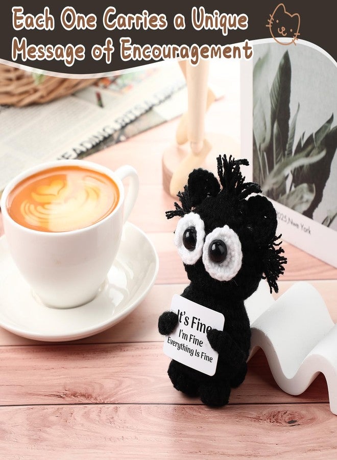 Arrowbash Funny Positive Knitted Crochet Cat Inspirational Doll with Inspiration Card Emotional Gift Uplifting Yarn Animal for Friends Coworkers Employee Birthday Holiday Party Favors - Image 5