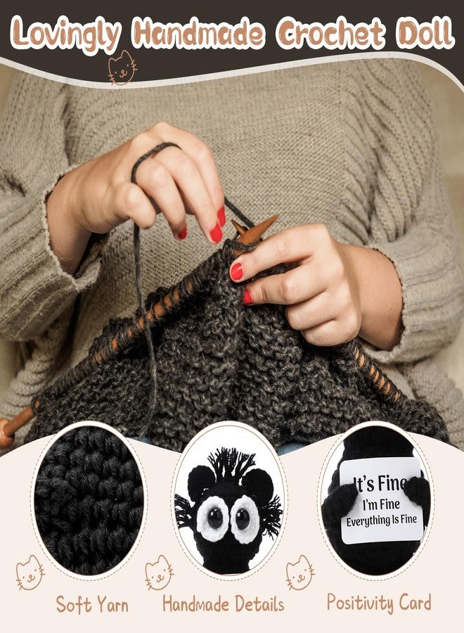 Arrowbash Funny Positive Knitted Crochet Cat Inspirational Doll with Inspiration Card Emotional Gift Uplifting Yarn Animal for Friends Coworkers Employee Birthday Holiday Party Favors - Image 3
