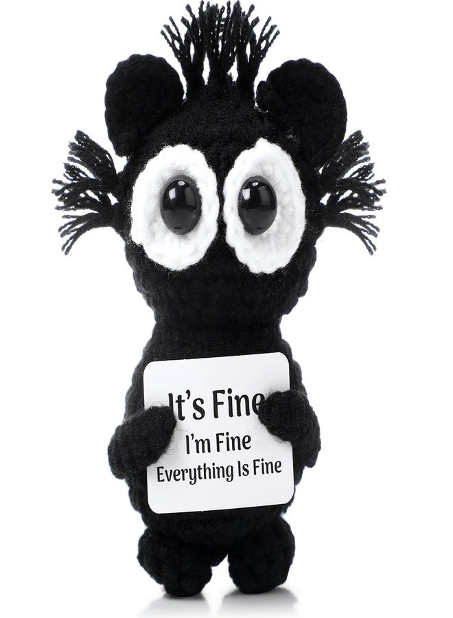 Arrowbash Funny Positive Knitted Crochet Cat Inspirational Doll with Inspiration Card Emotional Gift Uplifting Yarn Animal for Friends Coworkers Employee Birthday Holiday Party Favors - Image 1