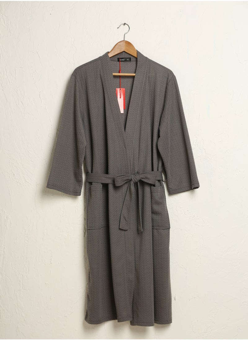 Bukela - Men Waffle Robes Lightweight Knit Bathrobe Sleepwear Kimono Robe Wrap Loungewear with Pocket, Size: M/XL/XXXL - Image 1