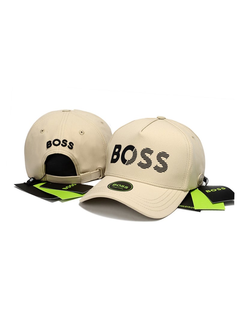 BOSS Beige Baseball Cap with Stylized Black Logo
