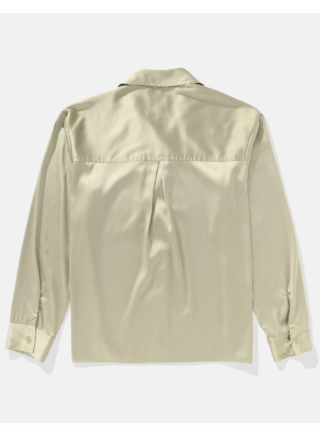 American Eagle AE Satin Button-Up Shirt - Image 2