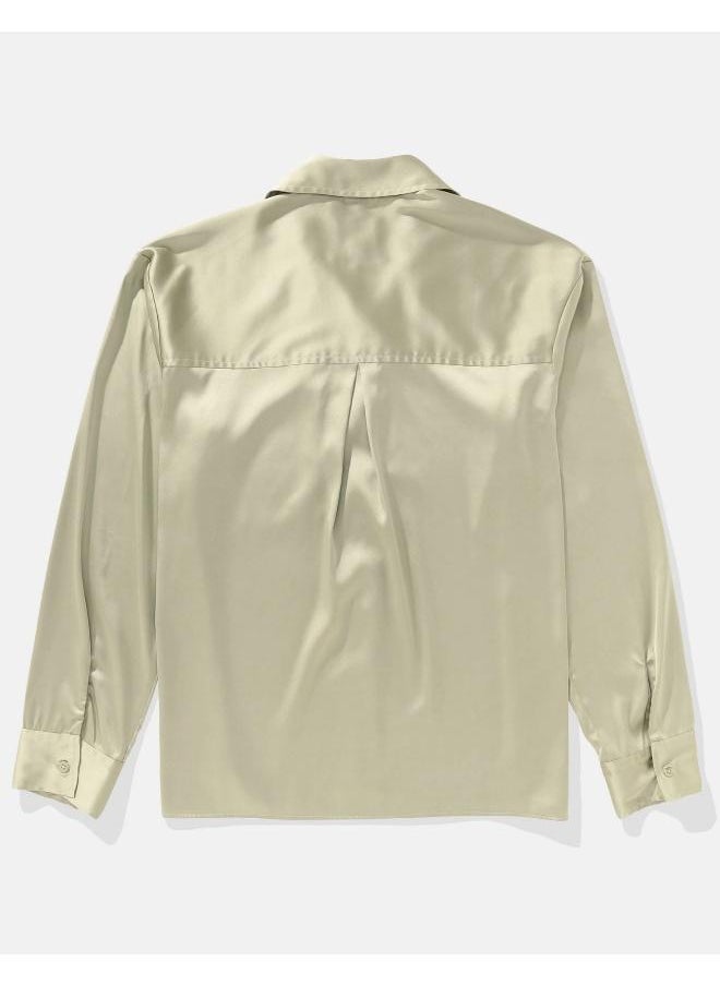 American Eagle AE Satin Button-Up Shirt  - Image 4