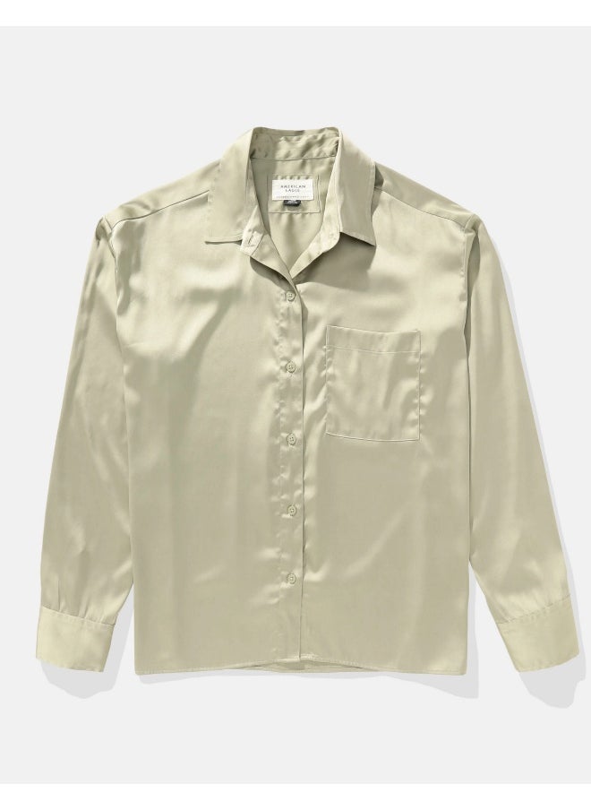 American Eagle AE Satin Button-Up Shirt  - Image 3