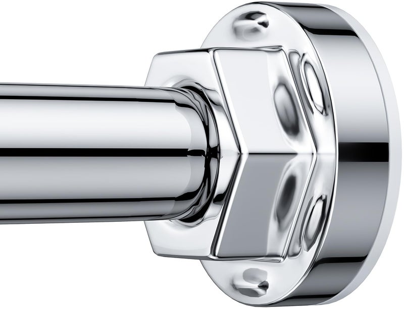 FOJELD Shower Curtain Rod 27-79 Inches, Adjustable Tension Shower Rod No Drilling, No Slip, Spring Tension Curtain Rod for Bathroom Kitchen Closet Windows - Silver - Image 1