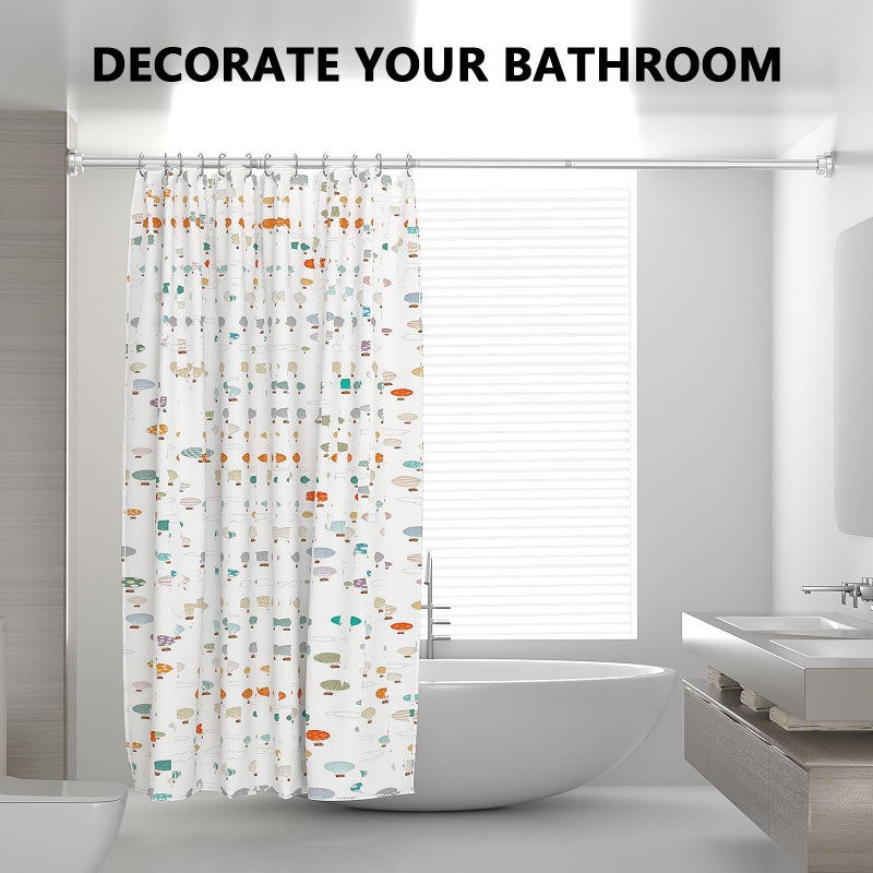 FOJELD Shower Curtain Rod 27-79 Inches, Adjustable Tension Shower Rod No Drilling, No Slip, Spring Tension Curtain Rod for Bathroom Kitchen Closet Windows - Silver - Image 5
