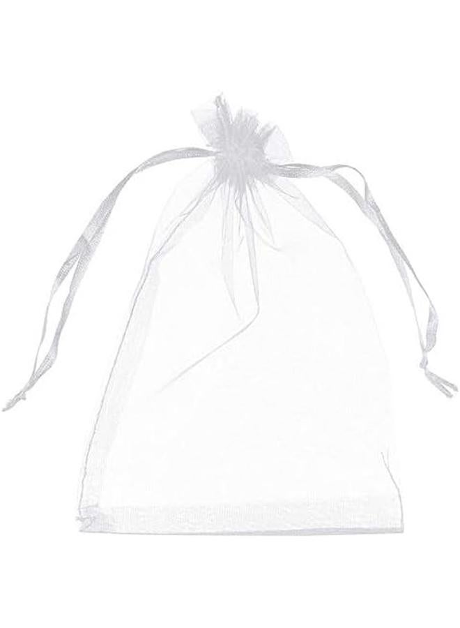 مارك 100 قطعة من أكياس الأورجانزا بأربطة مقاس 9 × 12 سم حقائب مجوهرات وحفلات الزفاف وعيد الميلاد وحقائب الهدايا باللون الأبيض - Image 4