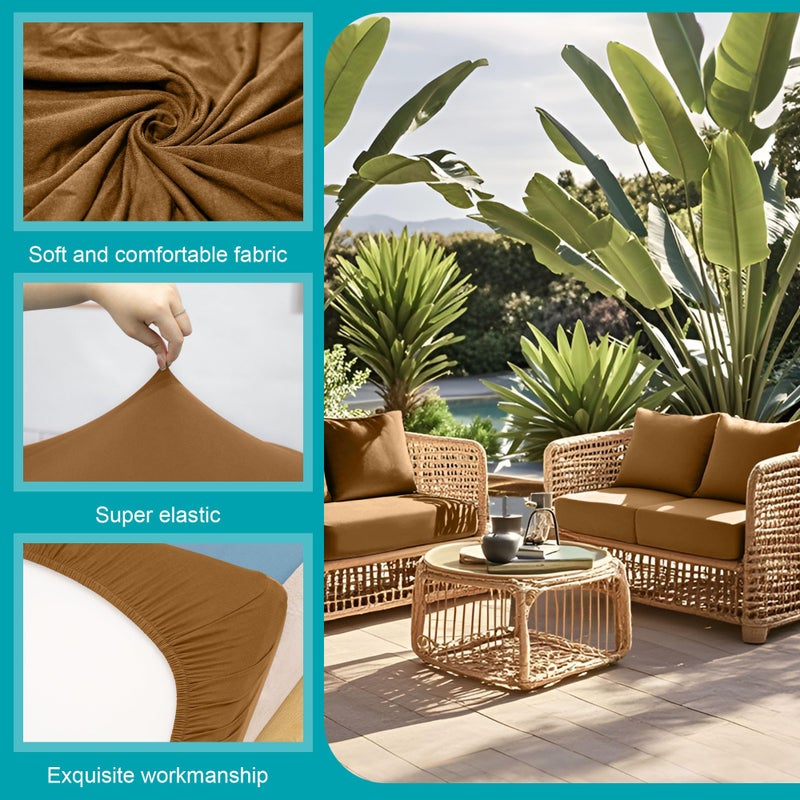 BIETYONE 12Pcs Stretch Patio Cushion Covers,Outdoor Couch Covers Replacement,Outdoor Couch & Sofa Slipcovers,for Patio Furniture Cushion Covers,Washable Reusable urniture Protector (Camel,Cover Only) - Image 3