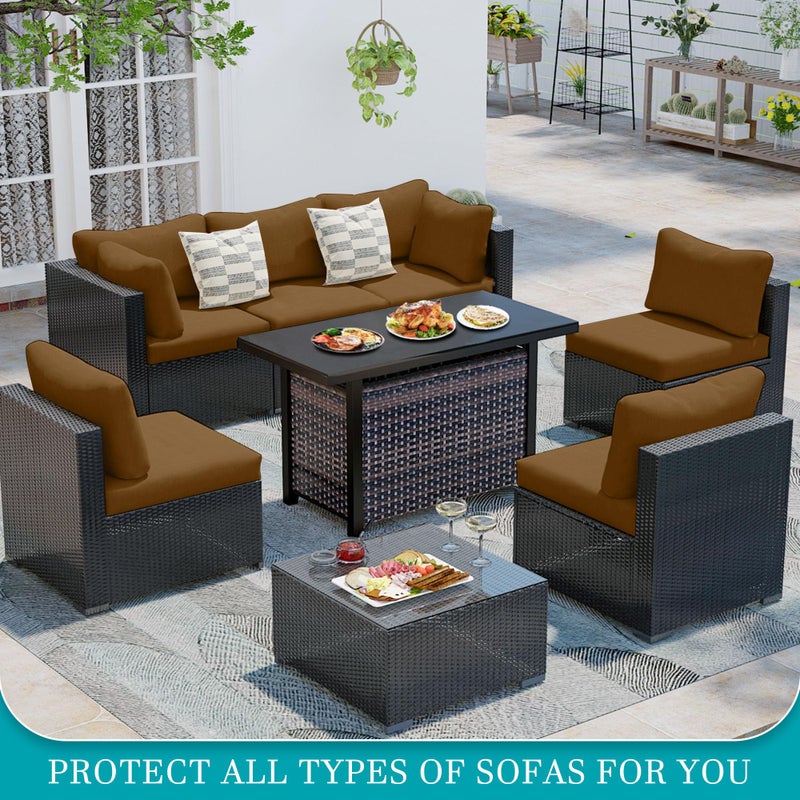 BIETYONE 12Pcs Stretch Patio Cushion Covers,Outdoor Couch Covers Replacement,Outdoor Couch & Sofa Slipcovers,for Patio Furniture Cushion Covers,Washable Reusable urniture Protector (Camel,Cover Only) - Image 4