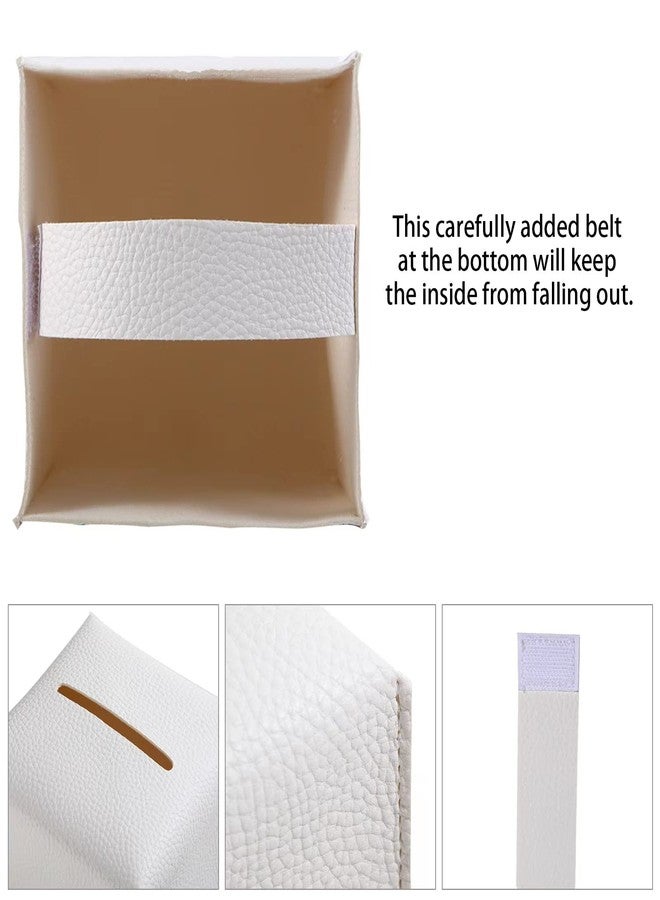 VIVIDLY 2 Pack, VIVIDLY Tissue Box Cover Holder, Square Modern PU Leather Tissue Box Holder, Can be Used for Bathroom Dressing Table, Bedside Table, Office Desk & Car 5"X5"X5"- (White, 2) - Image 3