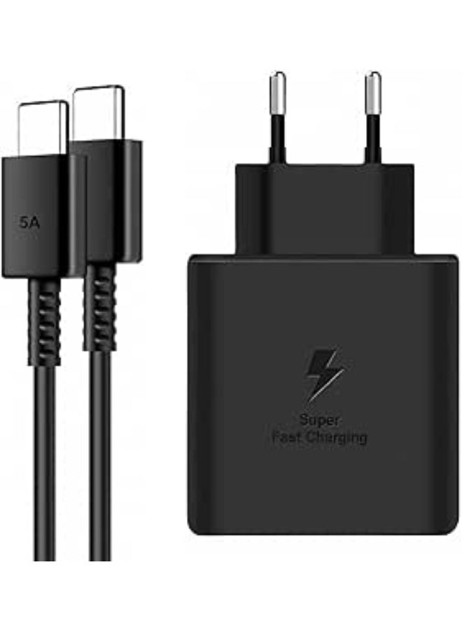 45W PD Super Fast Charger Power Adapter with USB-C to USB-C Cable - Black - Image 1