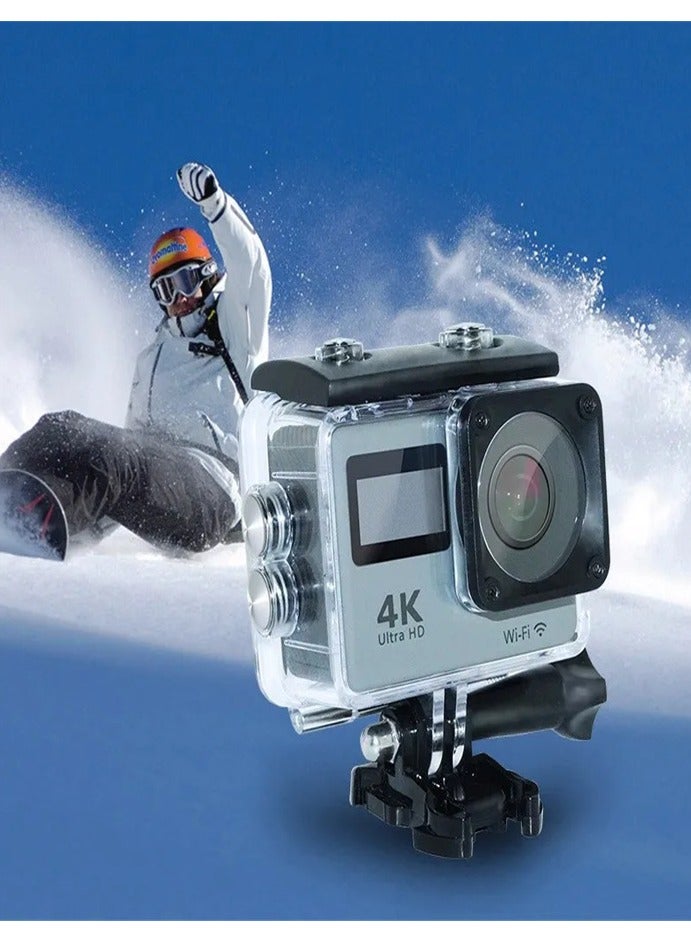 4K HD WiFi Anti-Shake Sports Camera Waterproof Remote Control Sports Camera with 64GB U3 Card, Remote Control and Accessories (Black) - Image 5