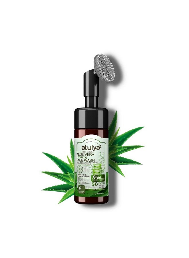 Atulya Aloe Vera Foaming Face Wash With Built-In Silicone Brush | Hydrating Skin | SLS & Paraben Free | 150ml - Image 1