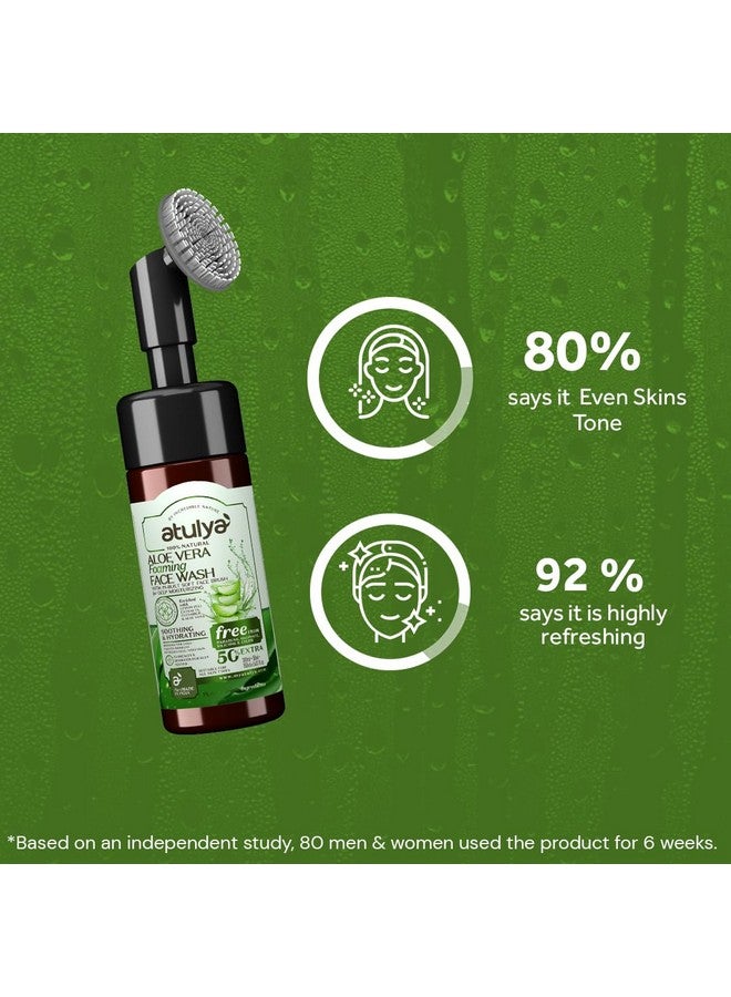 Atulya Aloe Vera Foaming Face Wash With Built-In Silicone Brush | Hydrating Skin | SLS & Paraben Free | 150ml - Image 5