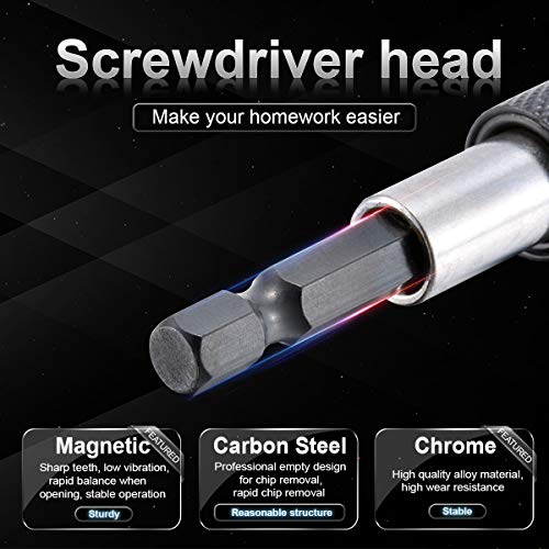 KATUR 60-150mm Screw Bit Holder, Extension Screwdriver Drill Bit Holder, 1/4 Inch Magnetic Hex Extension Chuck Adapter Set for Screws, Nuts, Drill Bit Set, Handheld Driver (60,100,150mm) - Image 5