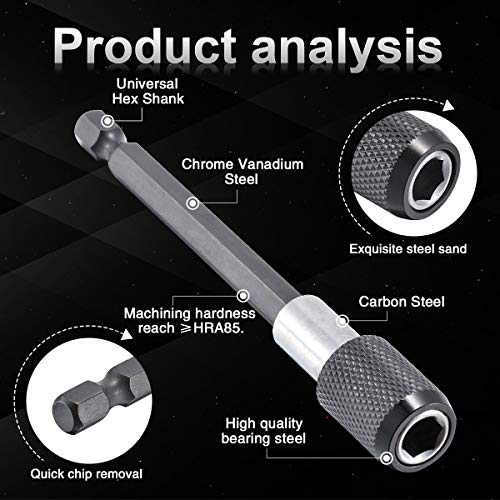KATUR 60-150mm Screw Bit Holder, Extension Screwdriver Drill Bit Holder, 1/4 Inch Magnetic Hex Extension Chuck Adapter Set for Screws, Nuts, Drill Bit Set, Handheld Driver (60,100,150mm) - Image 4