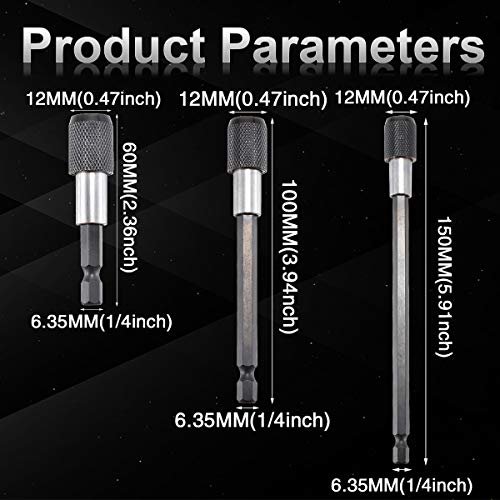KATUR 60-150mm Screw Bit Holder, Extension Screwdriver Drill Bit Holder, 1/4 Inch Magnetic Hex Extension Chuck Adapter Set for Screws, Nuts, Drill Bit Set, Handheld Driver (60,100,150mm) - Image 2