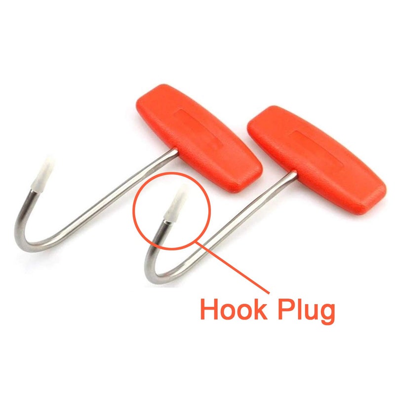 TIHOOD 2PCS Meat Hooks for Butchering,T Shaped Boning Hooks with Handle 6 inch Stainless Steel Butcher Shop Tool Kit (Orange x2) - Image 2