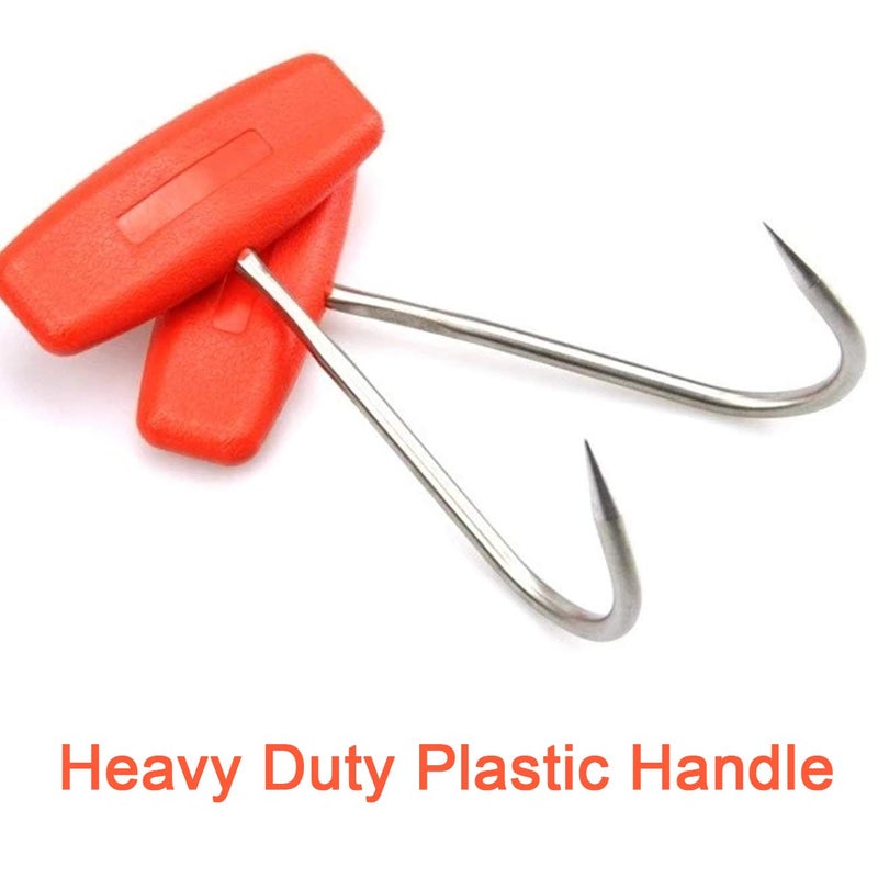TIHOOD 2PCS Meat Hooks for Butchering,T Shaped Boning Hooks with Handle 6 inch Stainless Steel Butcher Shop Tool Kit (Orange x2) - Image 4
