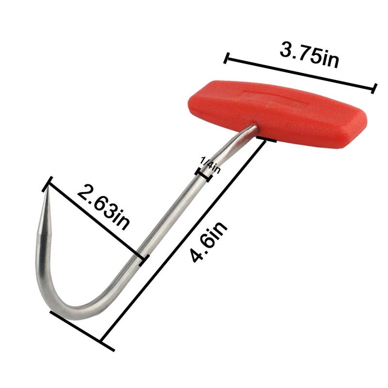 TIHOOD 2PCS Meat Hooks for Butchering,T Shaped Boning Hooks with Handle 6 inch Stainless Steel Butcher Shop Tool Kit (Orange x2) - Image 5