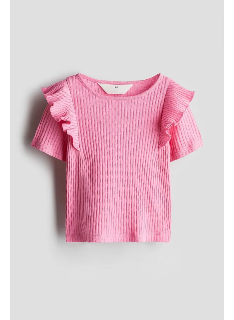 اتش اند ام Flounce-trimmed cotton top