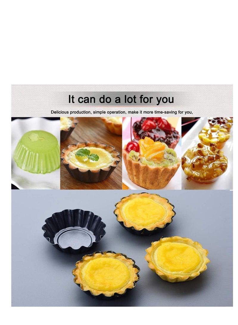 SYOSI Egg Tart Mold - 6 PCS Mini Tart Pans Tart Mold Nonstick Tart Tin Quiche Pans Egg Tart Pans Muffin Cake Mold Tartlet Mold Round Cupcake Cake Muffin Mold Tin Pan Baking Tool - Image 2