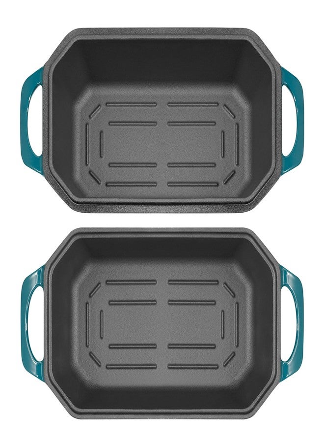 Flavehc Bread Pan Cast Iron Loaf Pan with Lid Bread Loaf Pan 8.5x4.5 Inch Loaf Pan Enameled Cast Iron Sourdough Loaf Pan, DarkCyan - Image 3
