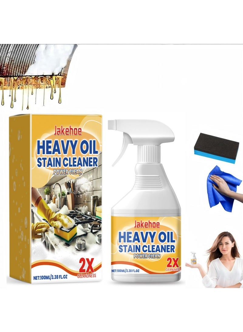 Jakehoe مطبخ صغير منظف الزيت الثقيل - رذاذ منظف إزالة الدهون الثقيل لبقع الزيت العنيدة لأسطح المطبخ جميع أغراض إمدادات التنظيف (100 مل) - Image 1