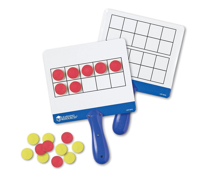 Learning Resources Magnetic Ten-Frame Answer Boards - Set of 4 with 100 Colorful counters/Discs, Ages 5+ | Grades K+ Giant Magnetic Ten Frame Boards Set, Math Manipulatives - Image 1