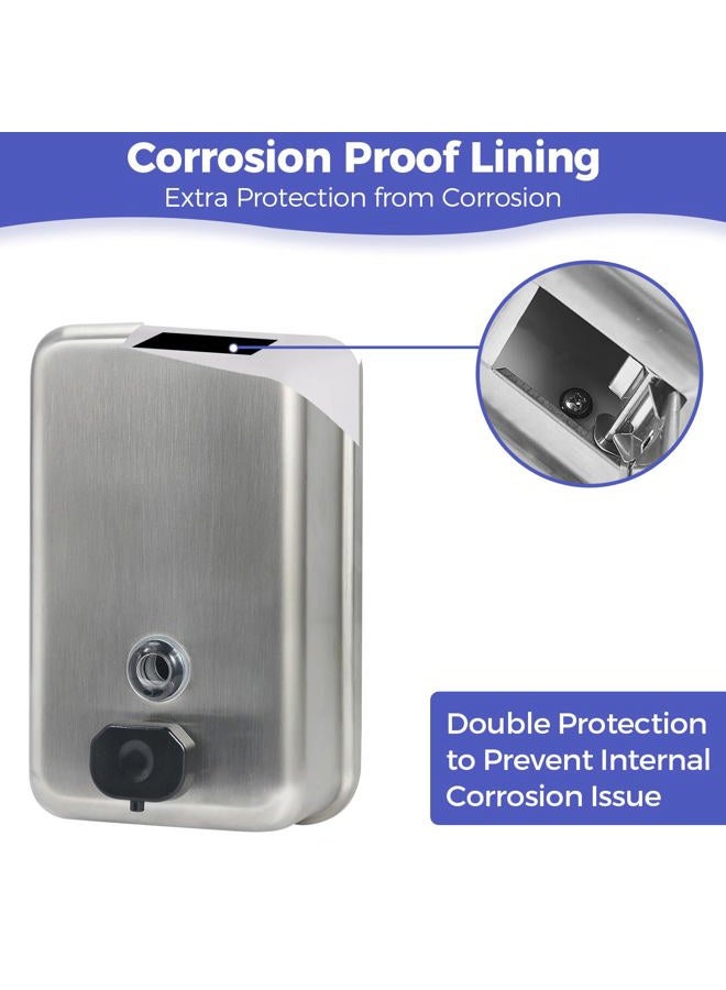 Stardrix Heavy Duty Stainless Steel Wall Mount Soap Dispenser, 1100ml/37oz, with Corrosion Proof Lining and Anti-Leak Pump for Commercial & Home Bathroom Kitchen(Vertical) - Image 4