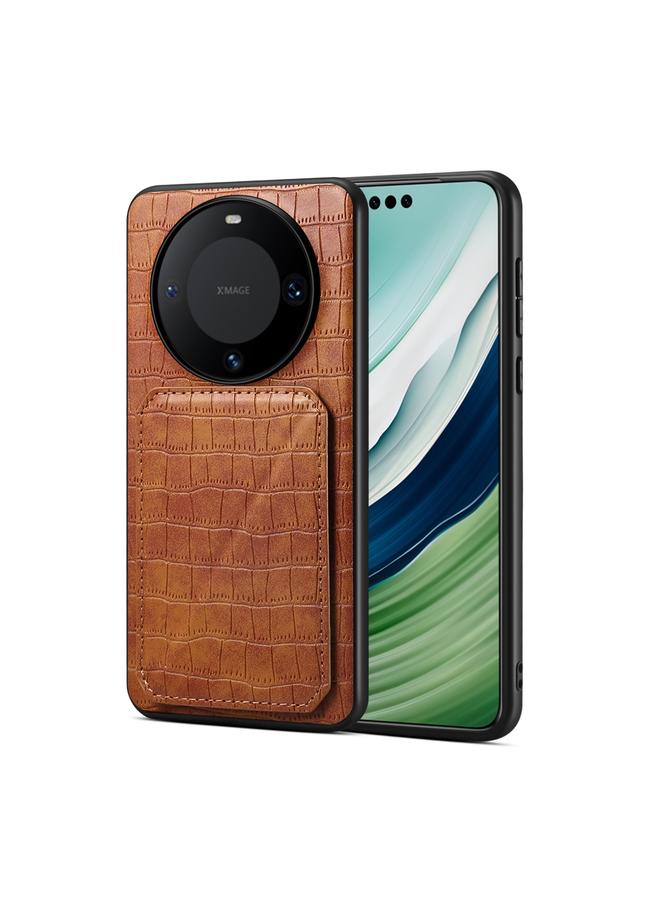 The Bros Case For Huawei Mate 60 Pro Crocodile Texture Holder Electroplating Phone Case