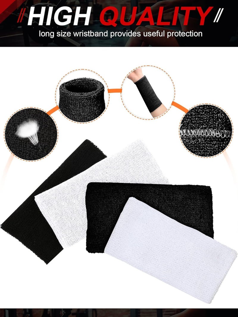 Sumind 8 Pieces 6 Inch Wrist Sweatband Sports Wristbands Tennis Elastic Athletic Wristband for Men and Women Wide Wrist Protection Band Long Size for Basketball Running - Image 5